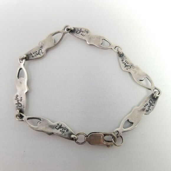 Vintage Sterling Silver Women Form Bracelet, Artist Signed, 7 Inches Long Estate - Picture 4 of 9